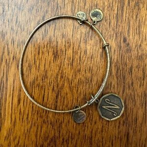 Alex and Ani Letter N Gold Tone Charm Bracelet